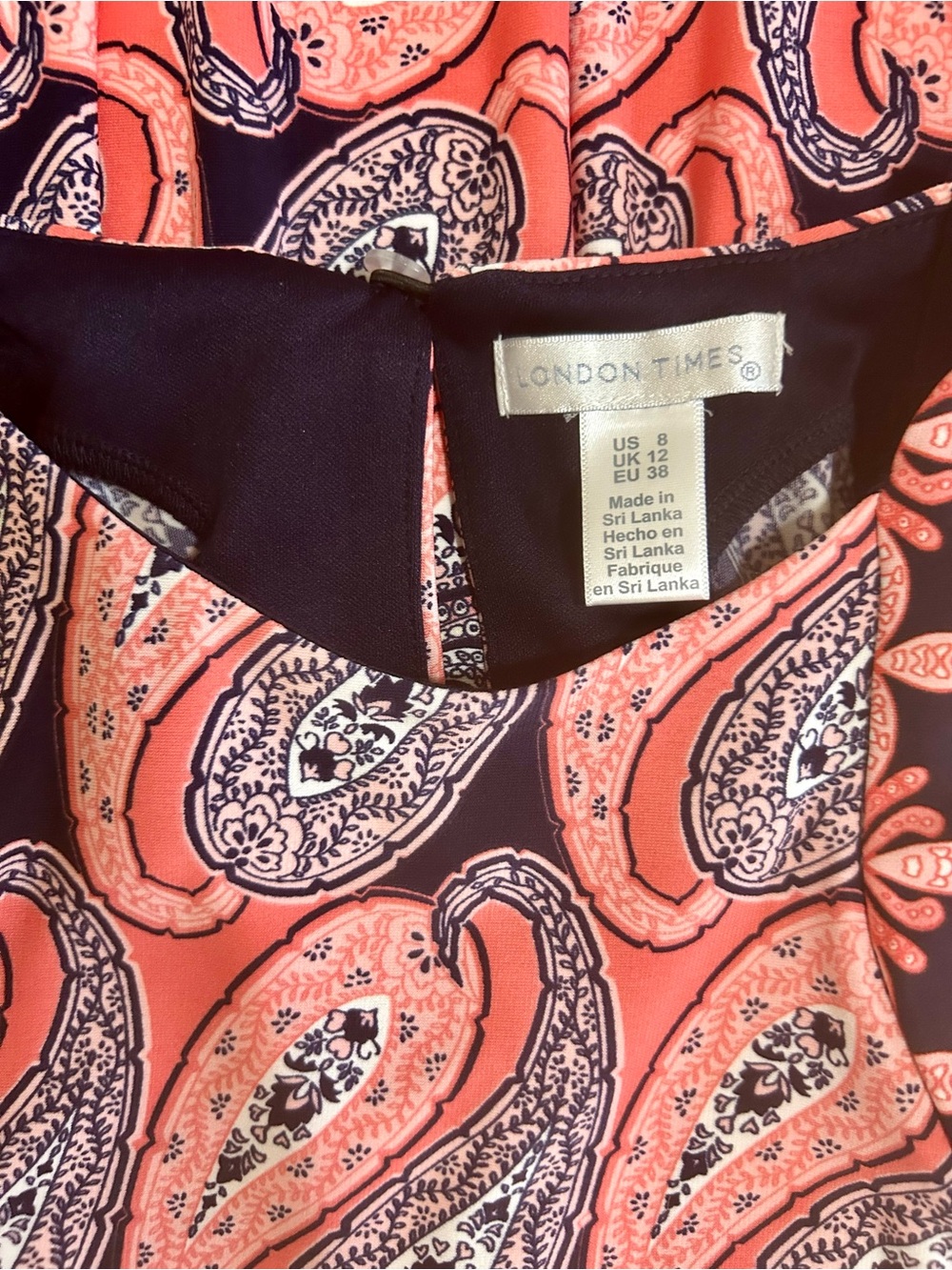 London Times Paisley Double Slit Maxi Dress Sz 8 - Picture 3 of 9
